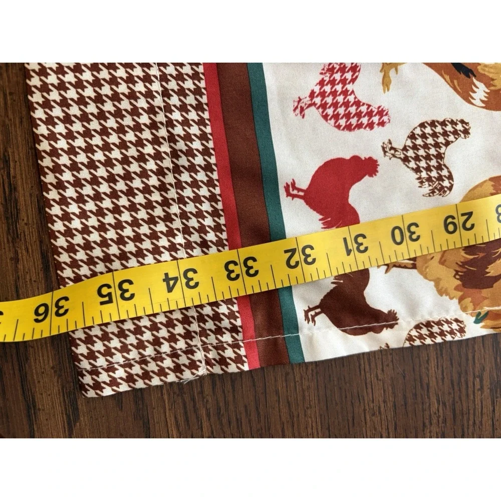 Rooster Print Window Curtain Panel Farmhouse Cottagecore Houndstooth